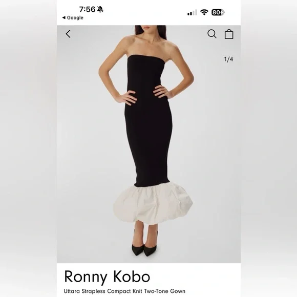 Ronny Kobo Collection Strapless Black and White Dress - Picture 4 of 4